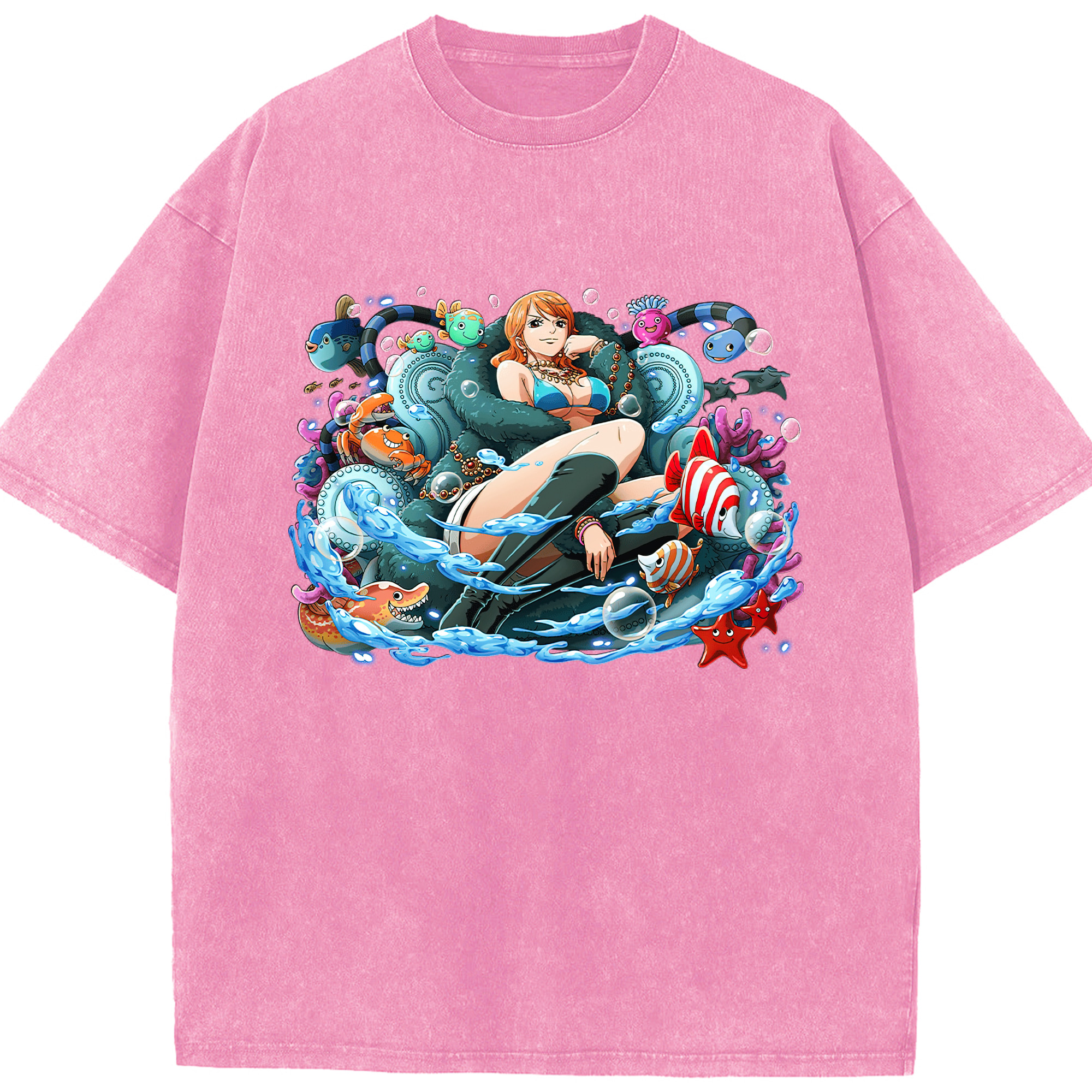ワンピース ナミ ONE PIECE Nami 綿100% ヴィンテージ風 半袖Tシャツ（フロントプリント）